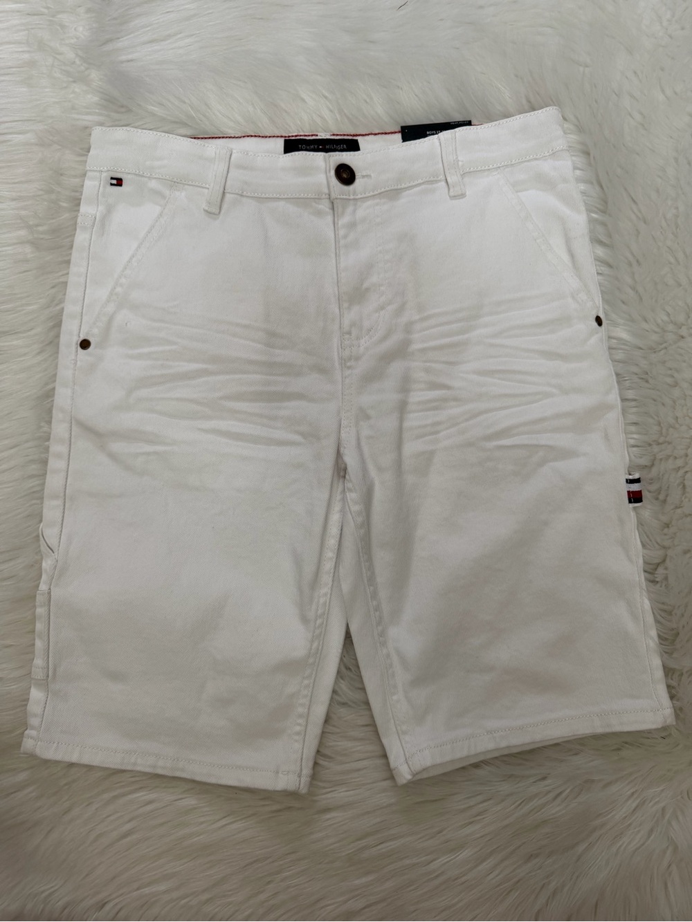 Tommy Hilfiger White Carpenter Denim Shorts Sz 18